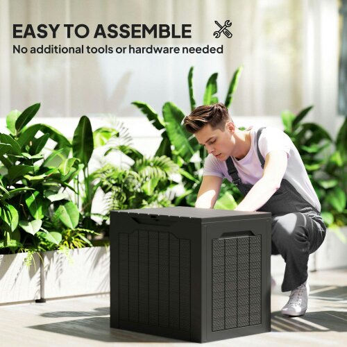 Wyld Haus Vevino Nela Plastic Black Outdoor Garden Storage Box With Handles 93 Litre Capacity