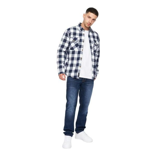 Crosshatch Mens Demaro Checked Lined Overshirt - Navy/White - 