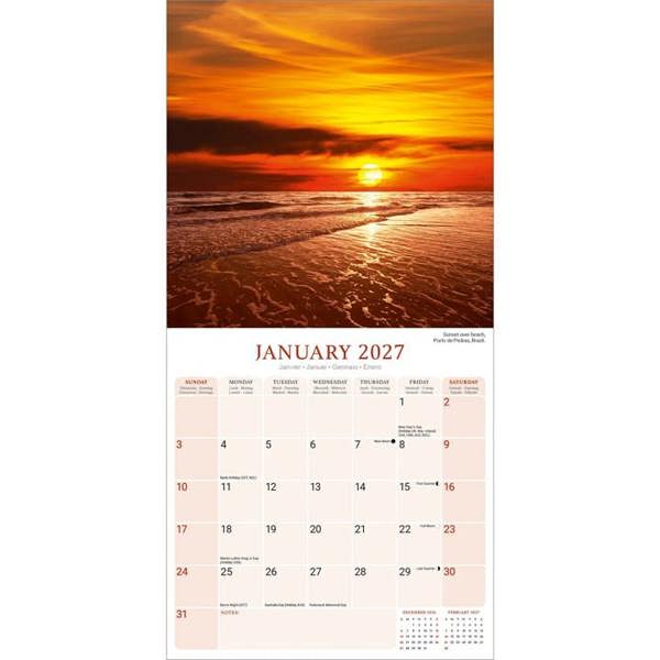 Natural Elements Sunsets Calendar 2027, Wall Calendars, Month To View, Natural World, Gift