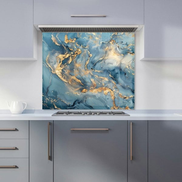 Warren Reed - Designer Azure And Gold Marble Effect Kitchen Splashback