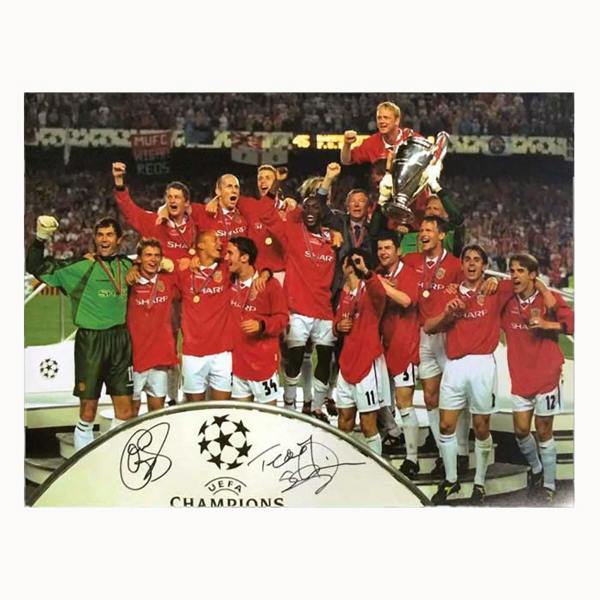 Unbranded Solskjaer & Sheringham Dual Signed 1999 Champions League Final photo — Premium framing