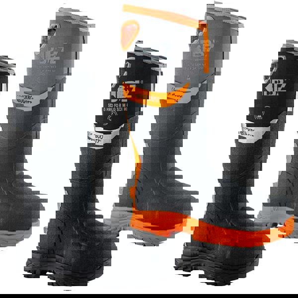 Buckbootz BBZ9000 Mens Safety Waterproof Composite Toe/Midsole S5 Wellington, image showing two pairs of durable, waterproof safety boots with composite toes and slip-resistant soles.