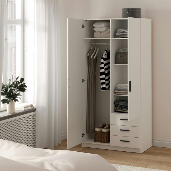 Furniture To Go Sprint Wardrobe with 2 Doors + 3 Drawers in White