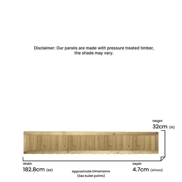 Premier Garden Supplies Flat Top Feather Edge Fully Framed Fence Panel - 4 Pack H: 1ft x W: 6ft (182.8cm) - Wood - Pressure Treated (Tanalised)