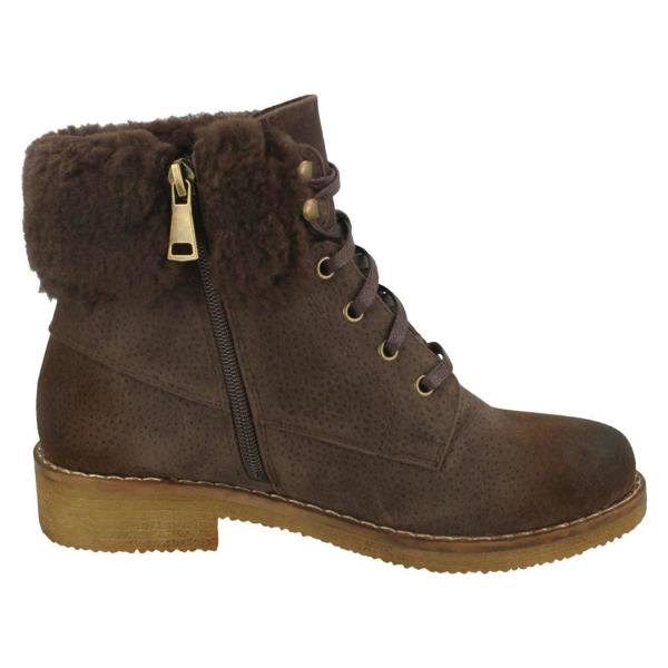 Spot On Ladies Spot On Fur Collar Ankle Boots