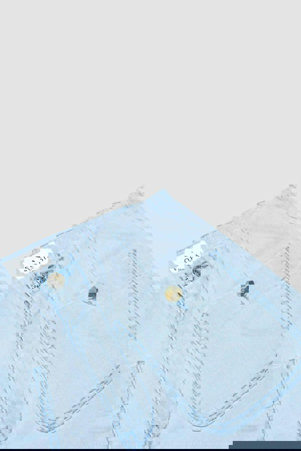 ENORSIA Light Blue Cropped Flared Buttoned Jeans