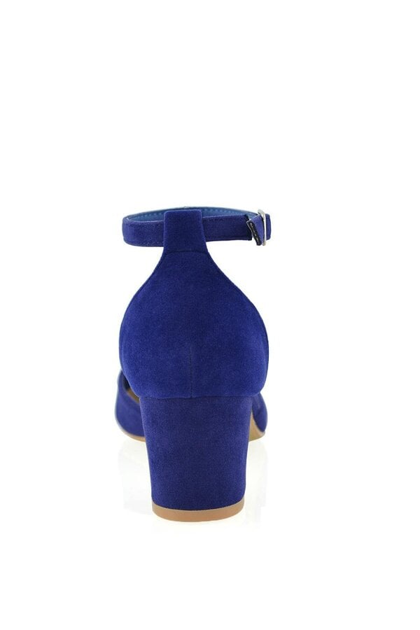 XY LONDON Chunky Strappy Mid Block High Heels Court Shoes