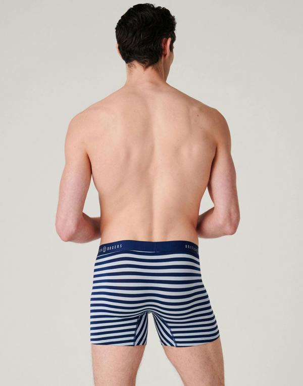 British Boxers Men's Bamboo Stretch Trunks – Harbour Stripe