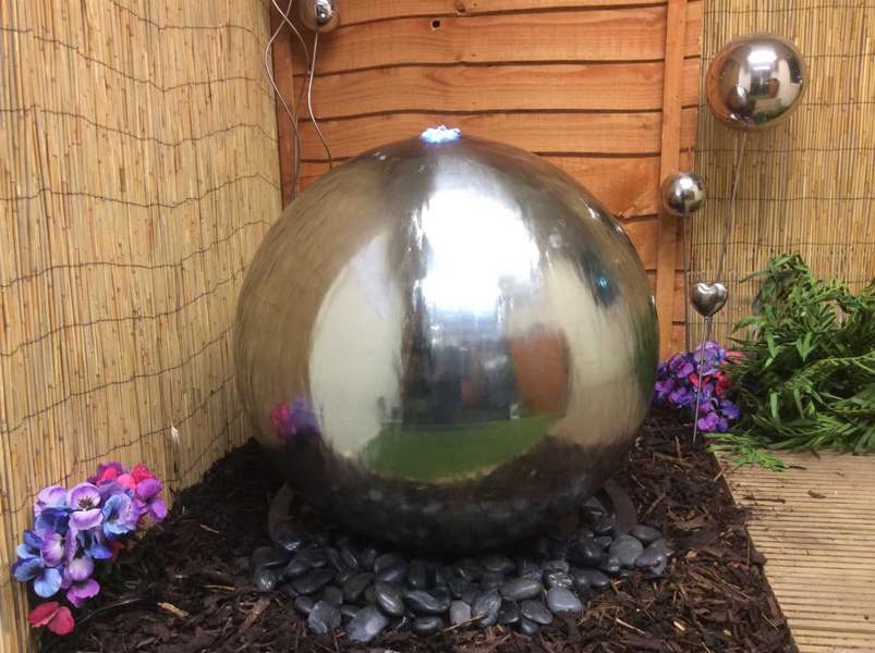 Tranquillity Water Features 75cm Stainless Steel Sphere Modern Metal Water Feature