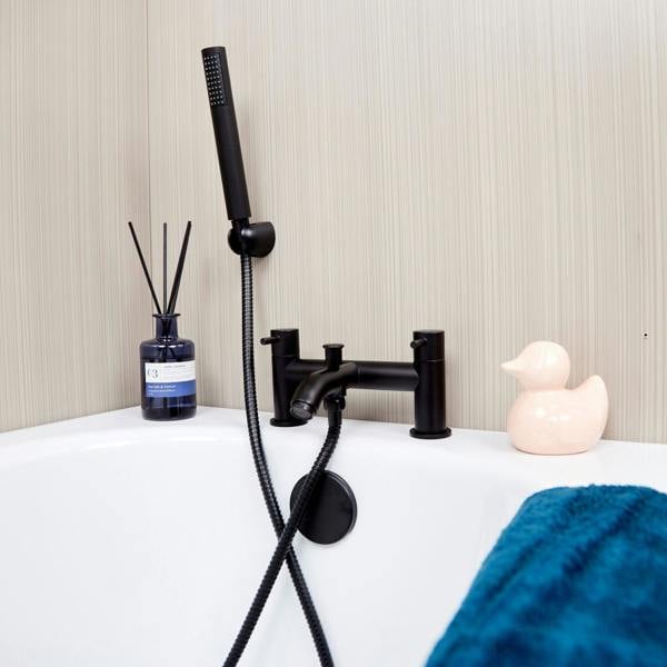 Flode Kumla | Bath Shower Mixer | Including Handset and Holder | Matt Black
