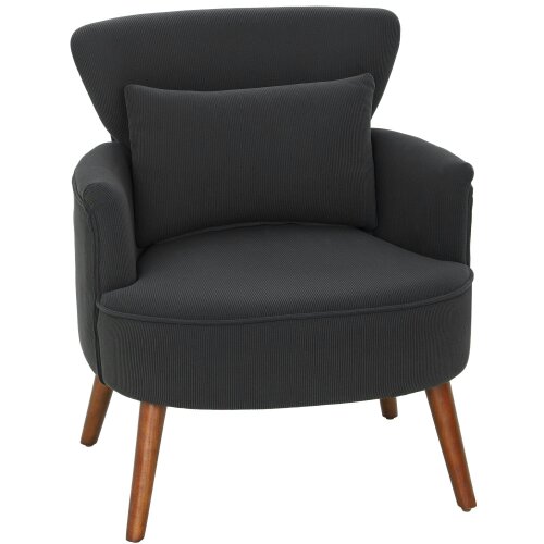 Wyld Haus Mielyo Black Corduroy Retro Accent Armchair