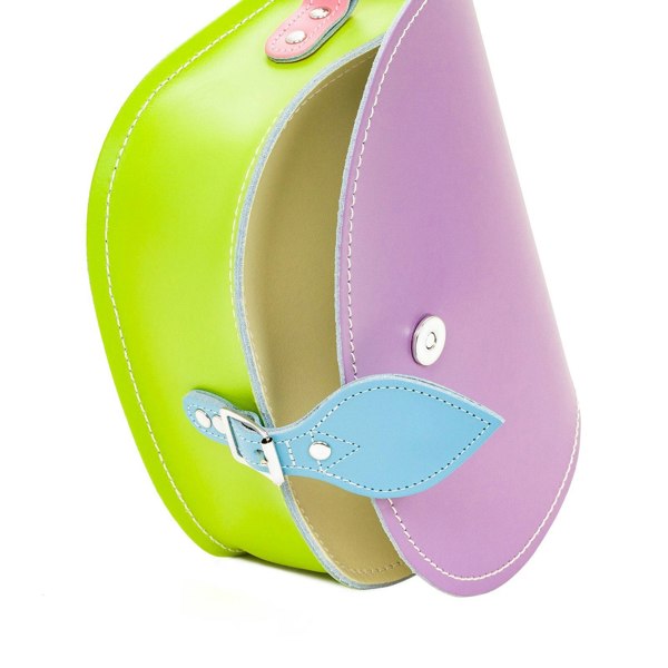 Zatchels Handmade Leather Saddle Bag - Pastel Kaleidoscope