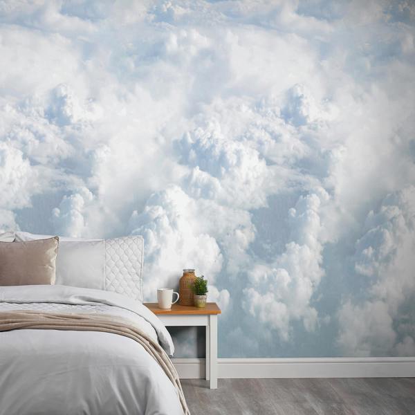 Grandeco Dreamy Clouds 3 panel repeatable mural 1.59 x 2.8m, Blue Sky
