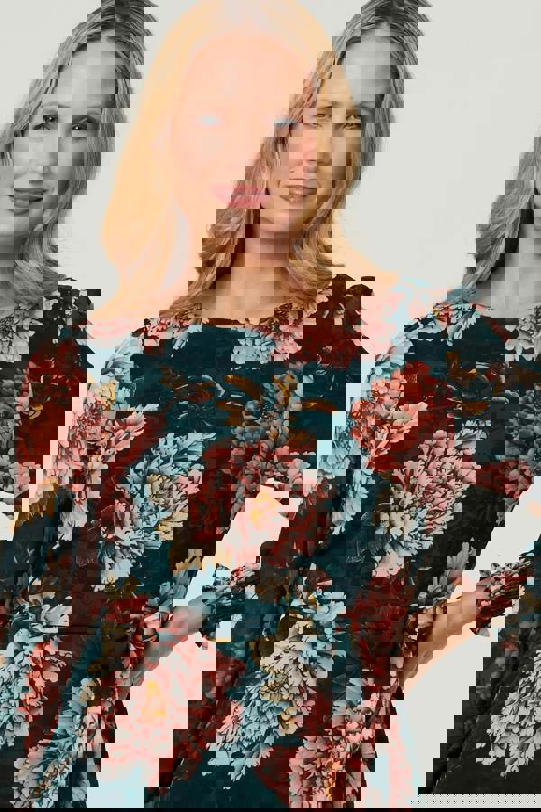 Green | Floral Long Sleeve Layered Maxi Dress