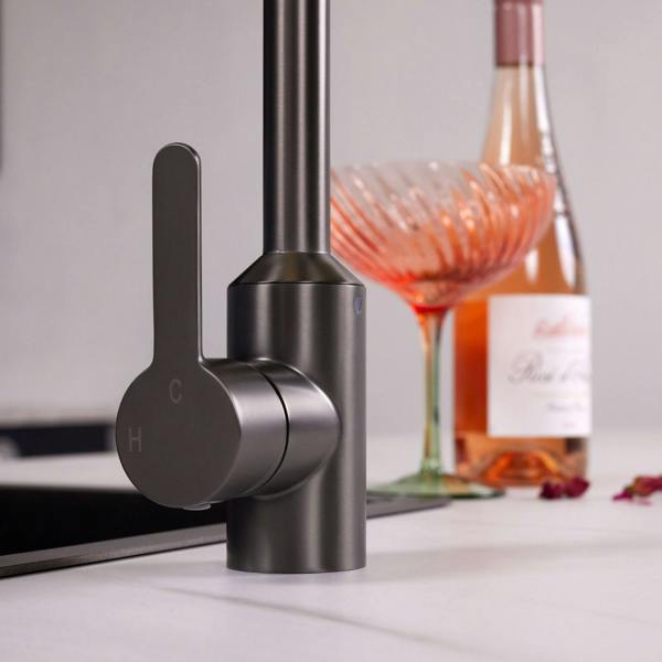 Flode Bryne | Single Lever Kitchen Sink Mixer Tap with Swivel Spout | Gun Metal Finish