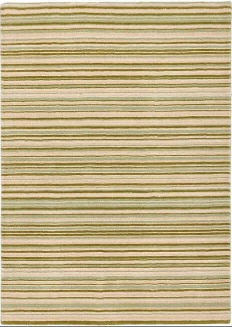 The Rugs Hand Made Striped Design Wool Rug | Green & Beige