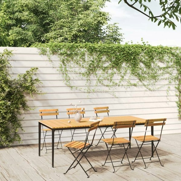 Berkfield Folding Garden Chairs 6 pcs Steel and Solid Wood Acacia