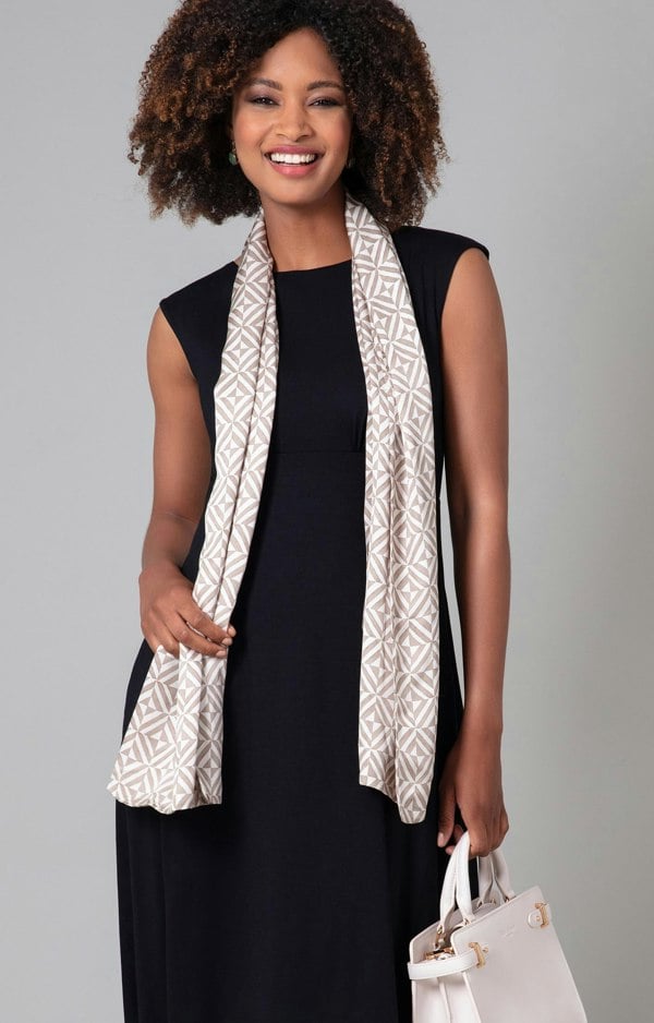 Alie Street London Phoebe Satin Scarf Geometric Nude