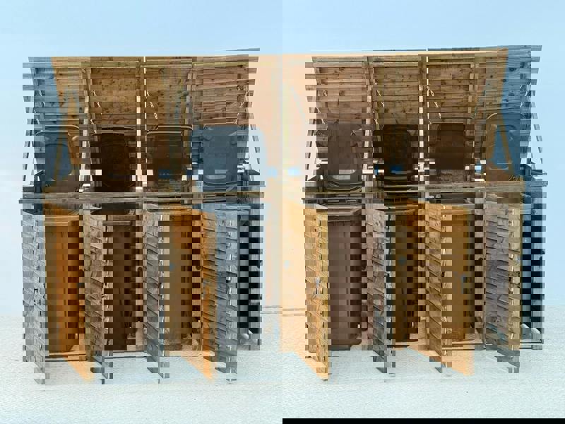 Arbor Garden Solutions Wooden Wheelie Bin Store, Brown Finish