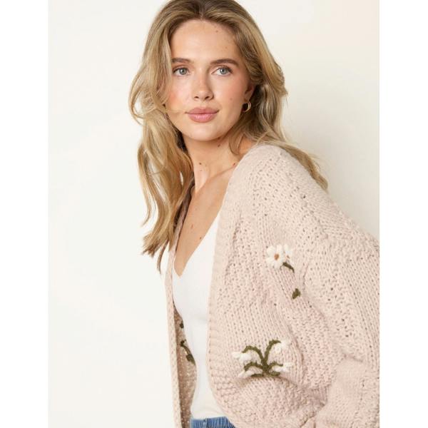 Blue Vanilla Flower Embroidery Cardigan