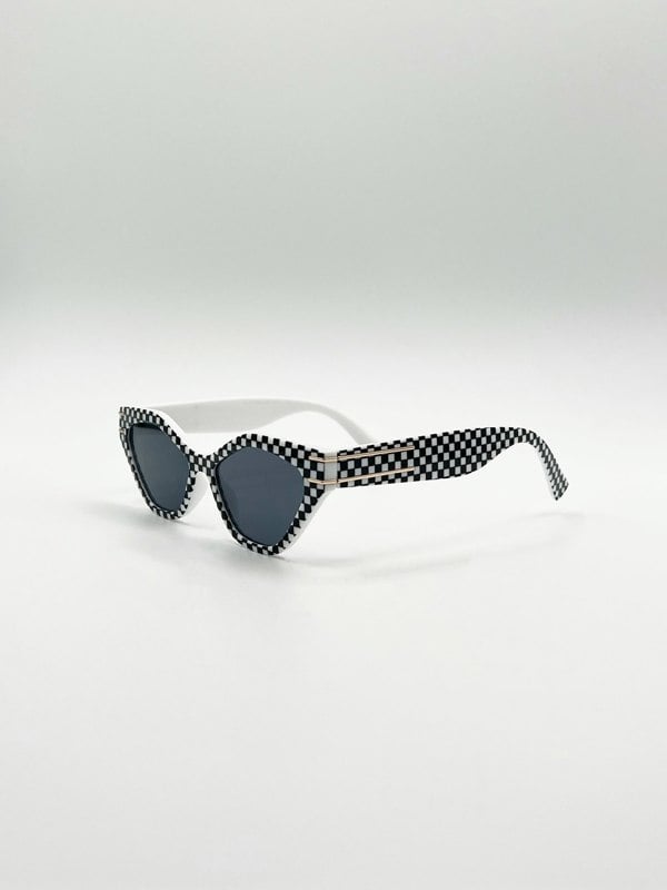 SVNX Angular Sunglasses in Black and White Check