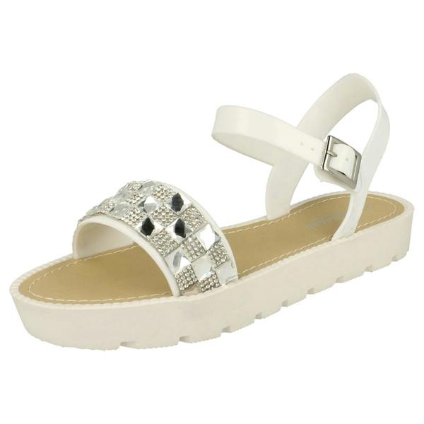 Savannah Ladies Savannah Diamante and Jewel Trim Flat Mules