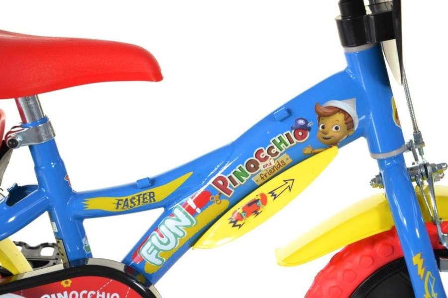 Dino Bikes Dino Pinocchio Kids 12" Wheel Bike - Blue/Red/Yellow