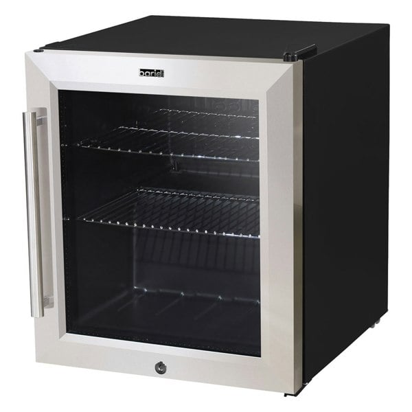 50L Worktop Wine Beer Drinks Fridge Cooler - STEEL & GLASS LED 64x 330ml Cans - LoopsDirect