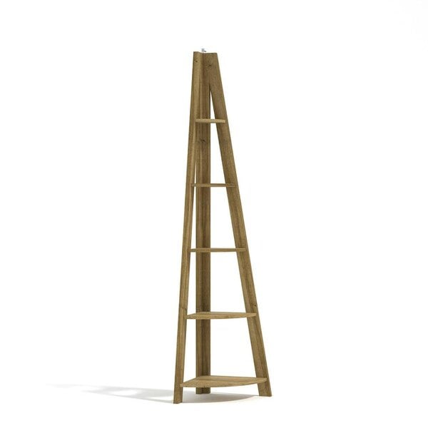 Wyld Haus Athy Brown Oak Wooden Corner Ladder Shelving Unit 4 Shelves