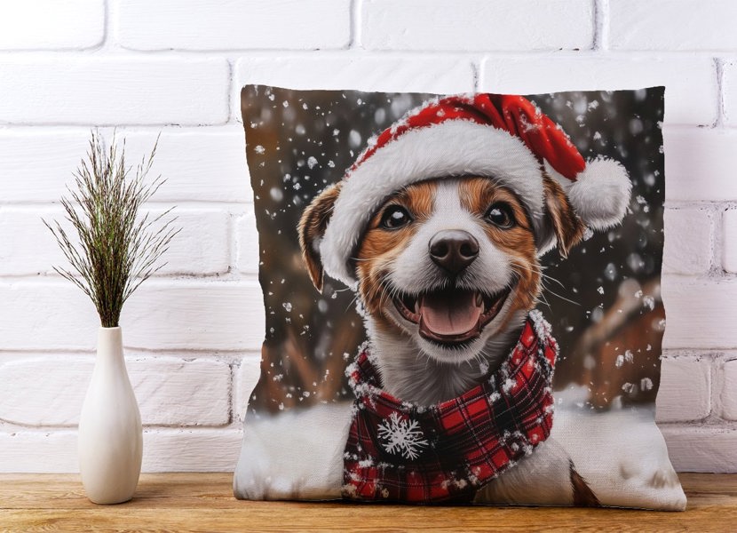 Warren Reed Snowy Christmas Jack Russell Cushion