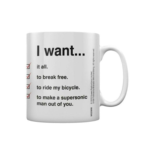 Queen I Want Checklist Mug - White