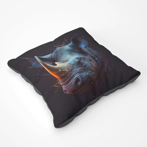 Warren Reed Rhino Face Splashart Floor Cushion