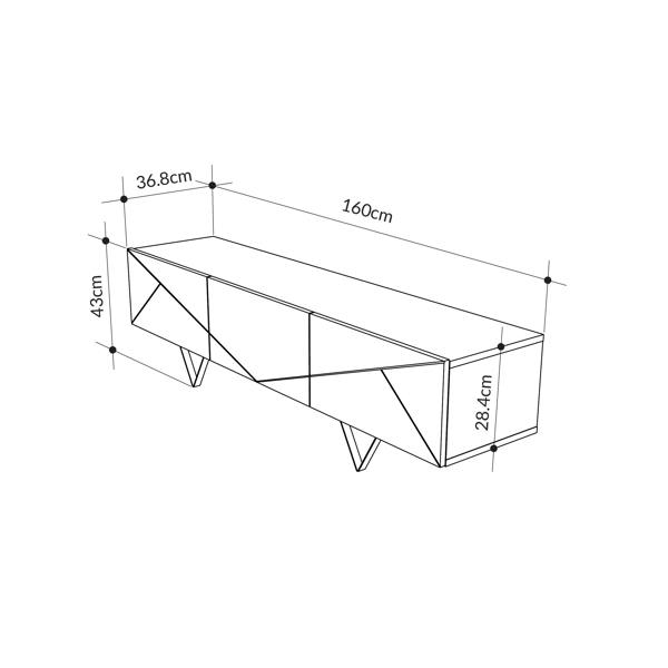 Decortie Modern Jakomen TV Unit Dark Oak Effect w 3-Door Storage TV Cabinet 160(W)cm TV Furniture