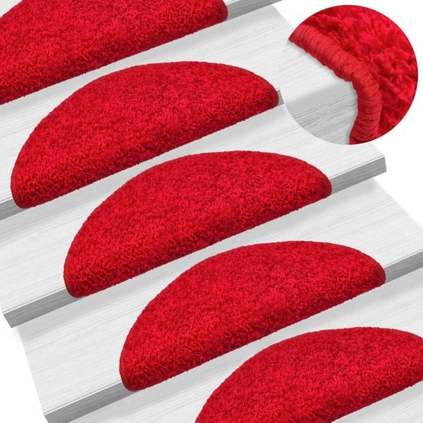 Berkfield Carpet Stair Treads 15 pcs Red 56x17x3 cm