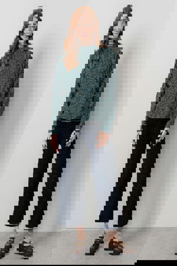 Lily & Me Bayberry Batwing Ditsy Print Top Green