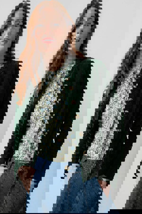 Lily & Me Rene Stretch Jumbo Cord Jacket Pine Green