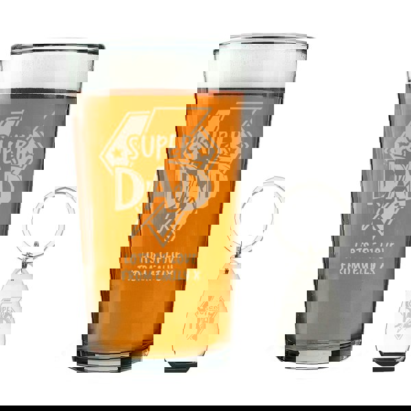 Personalised Memento Company Personalised Super Dad Pint Glass & Bottle Opener