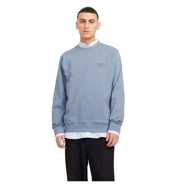 Jack And Jones Mens Logo Crew Neck Sweatshirt - Flint Stone - 
