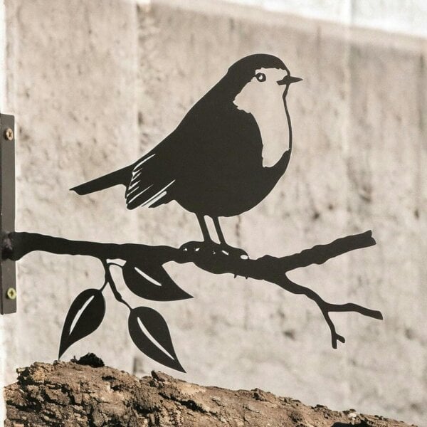 EDH Door Hardware Metal Robin Tree Silhouette – 18cm x 25cm | Decorative Metal Bird Wall Art & Garden Ornament | Hanging Décor for Outdoor