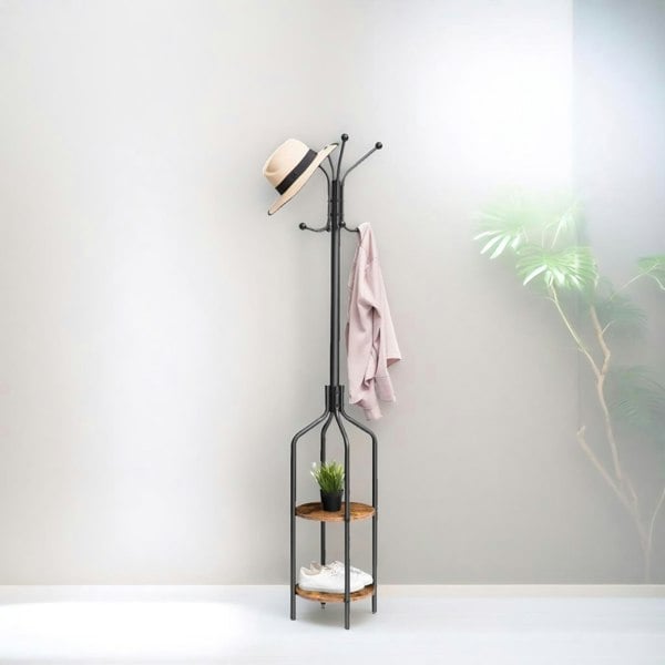 Rafaelo Mobilia Coat Stand with 2 Shelves and 8 Hooks