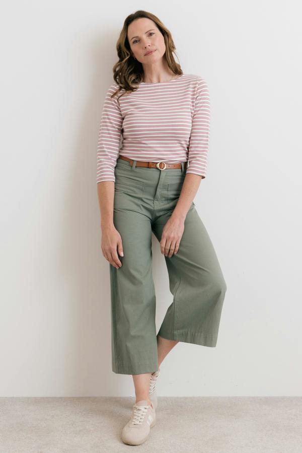 Lily & Me Monica Striped Organic Cotton Jersey Top Soft Pink