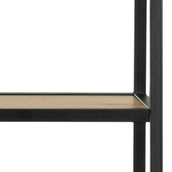 Wyld Haus El Paso Black Metal and Wild Oak Veneer Bookcase Desk 1 Drawer 2 Shelves