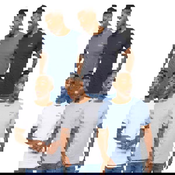 Crosshatch Mens Basicblues T-Shirt (Pack of 5) - White/Navy/Denim/Blue/Grey Marl