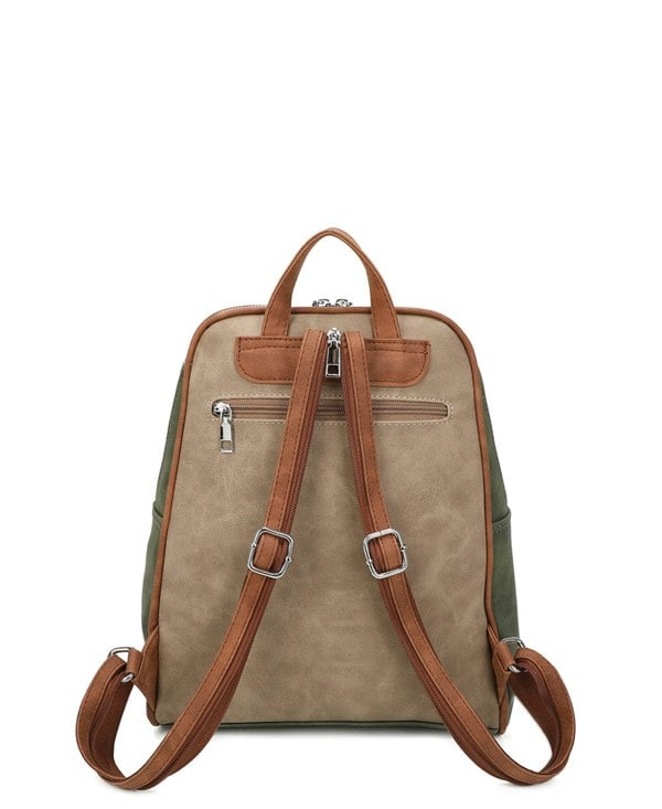 Kitise ColorBlock Faux Suede Backpack Adjustable Shoulder Strap