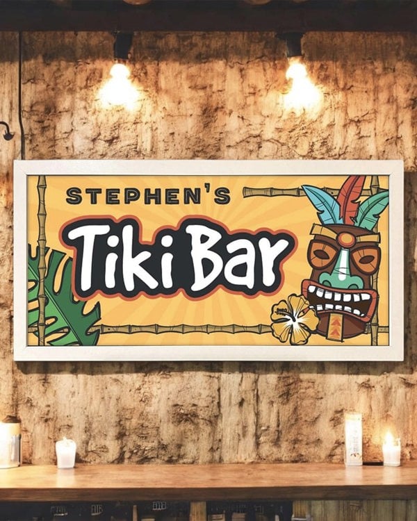 Personalised Light Box Sign – Home Tiki Bar Glow with Custom Text