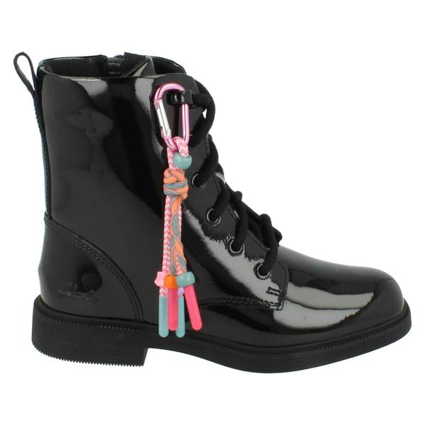 Clarks Girls Clarks Square Toe Patent Military Style Boots Oaklyn Charm
