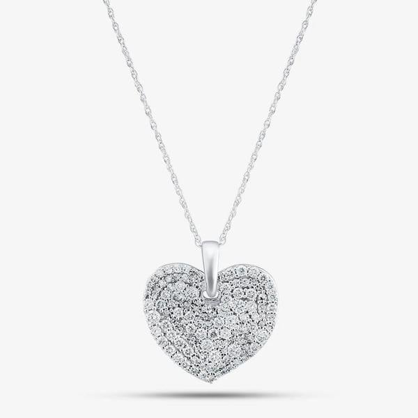 T. H. Baker 9ct White Gold Certified 1.00ct Lab Grown Diamond Heart Pendant Necklace LGP45515-100 (WG)