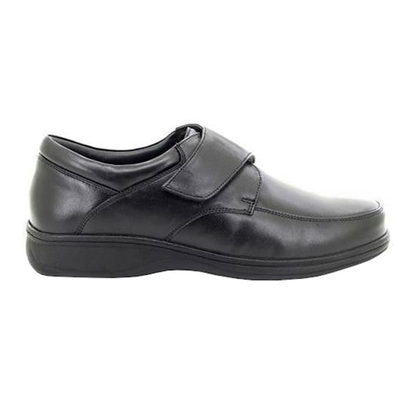 Roamers Mens Fuller Fitting Superlight Touch Fastening Leather Shoes - Black