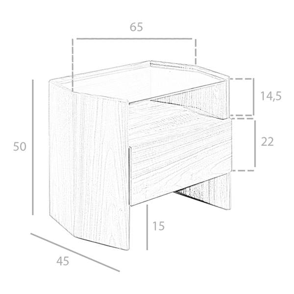 Angel Cerdá Walnut bedside table with tempered glass top 7072