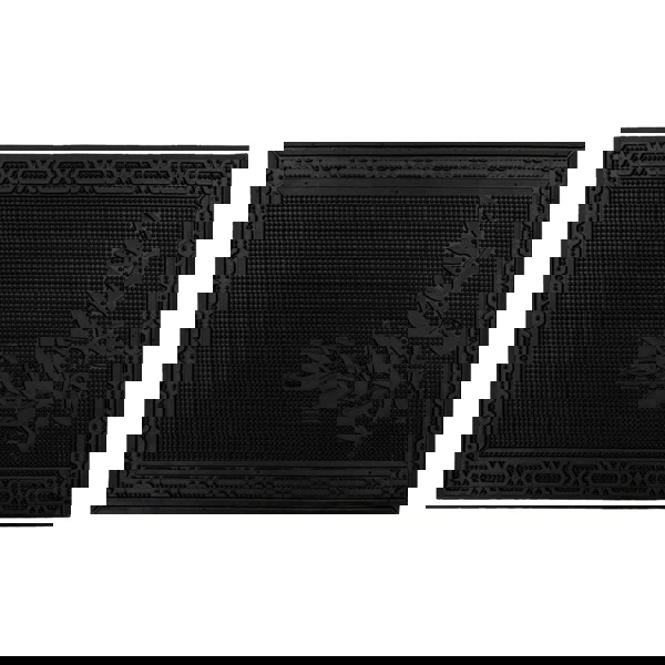 JVL Foliage Scraper Rubber Pin Doormat, 45x75cm, Black